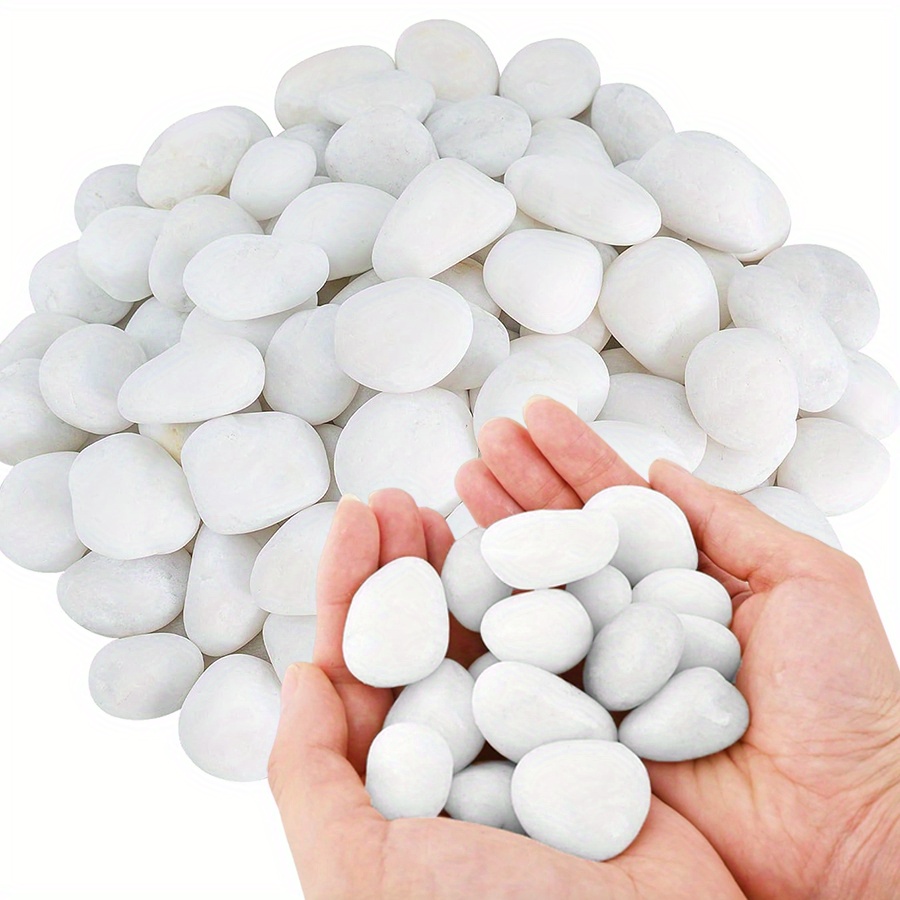 Aquarium Marine Fish - 200/400g White High Polished Natural Pebbles