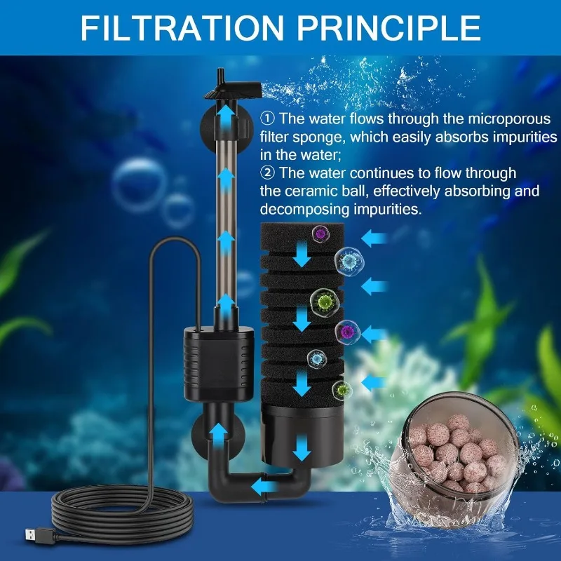 Quiet USB Aquarium Filter Sing - Marine Aquarium Overflow Box ulasan dan harga