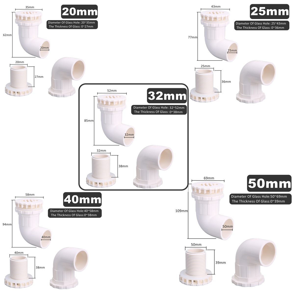 1pc 20/25/32/40/50mm PVC Pipe  - Marine Aquarium Overflow ulasan dan harga